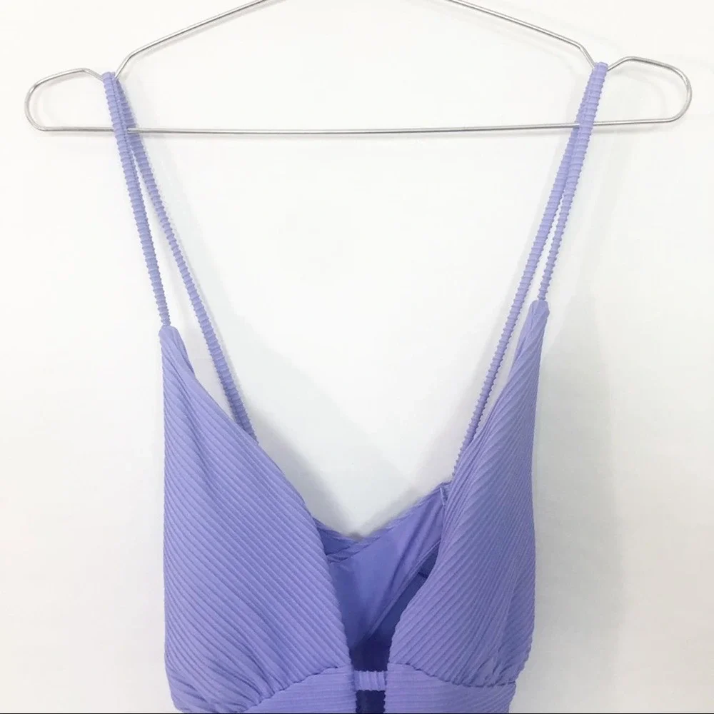 NWT Red Carter Ribbed Plunge One Piece Swimsuit‎ Size Large Lilac Riviera Sunset